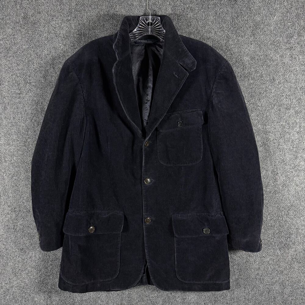 Vintage 90s Polo Ralph Lauren Corduroy Hunting Jacket Mens S Navy Sport Coat